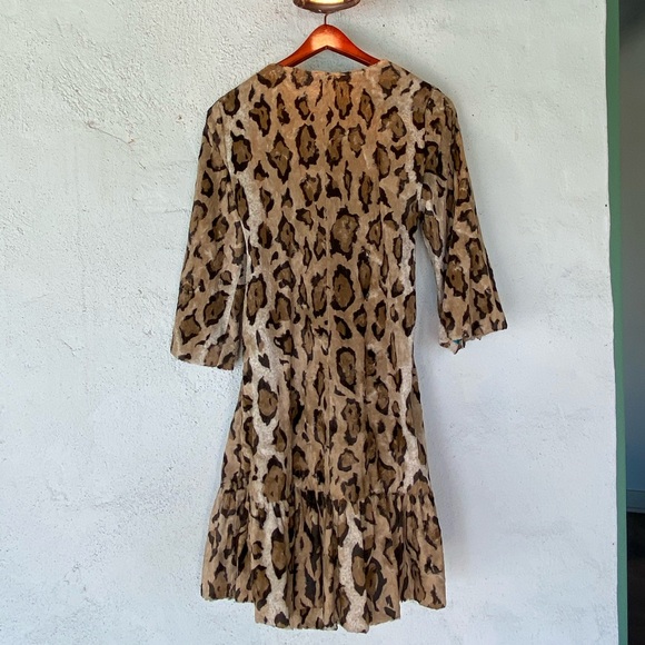 Beth Bowley 2pc blue velvet silk lined dress w/faux 🐆 coat - Picture 5 of 13